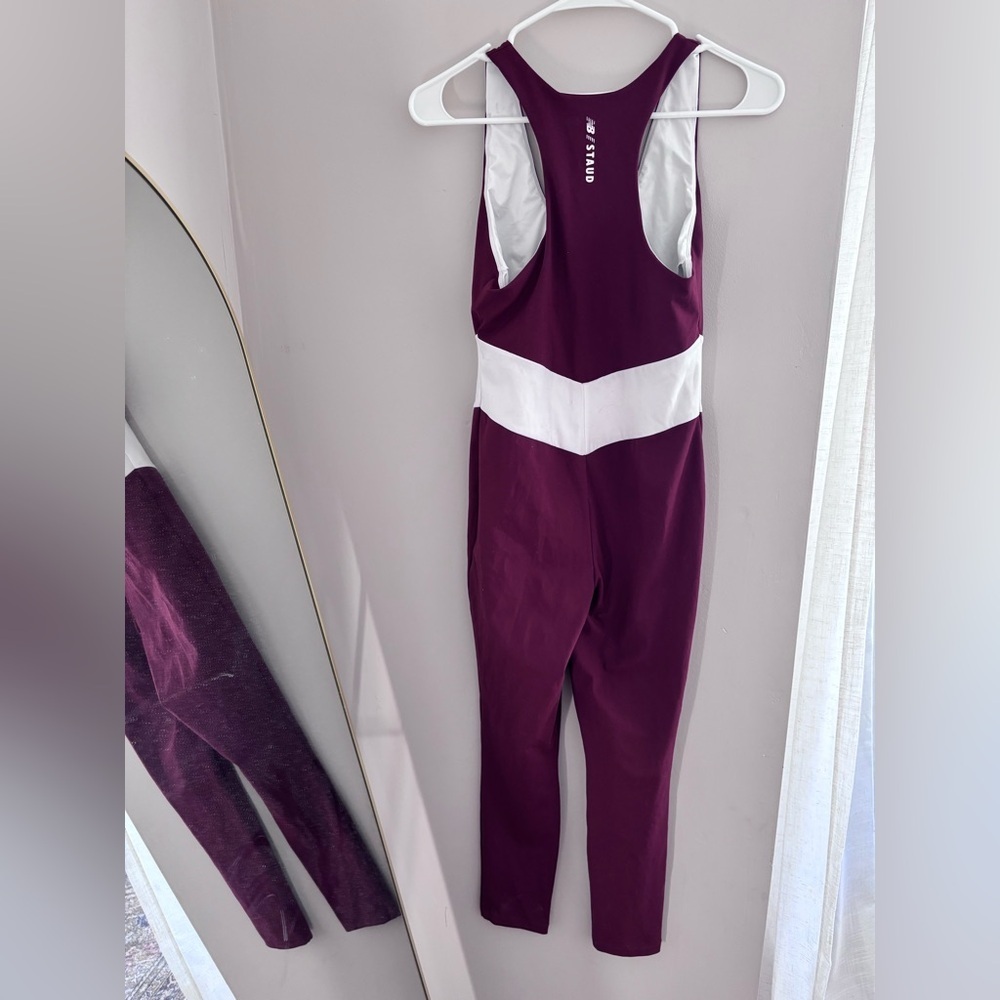 STAUD x New Balance Burgundy and White jumpsuit - Picture 5 of 6